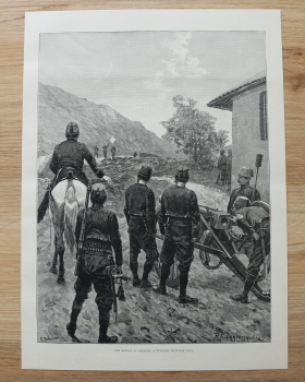 Holzstich Türkei 1885 Revolte in Albanien türkischer Posten